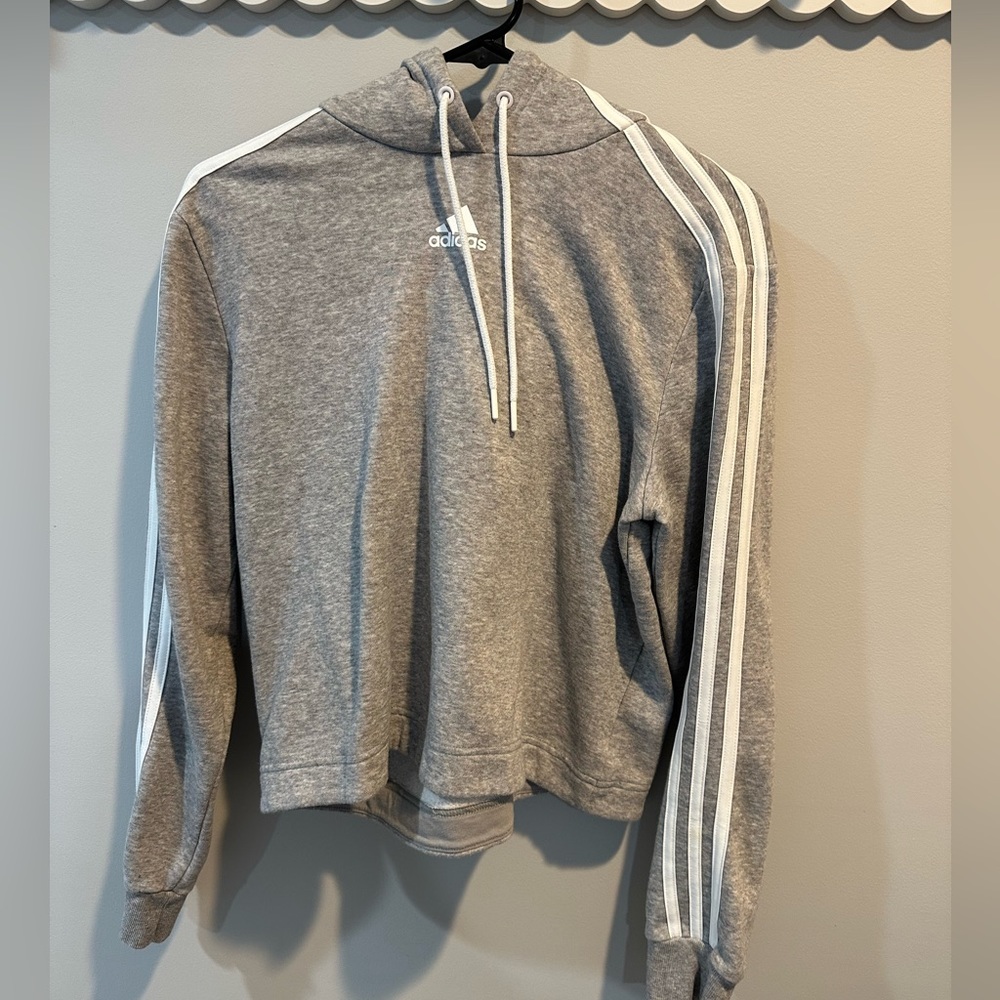 Woman’s Cropped Grey Adidas Hoodie